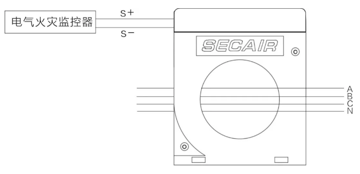 J-SCM41(160)剩余電流式<a href=http://m.ahzhzl.cn/dianqihuozai/ target=_blank class=infotextkey>電氣火災(zāi)監(jiān)控</a>探測(cè)器接線圖